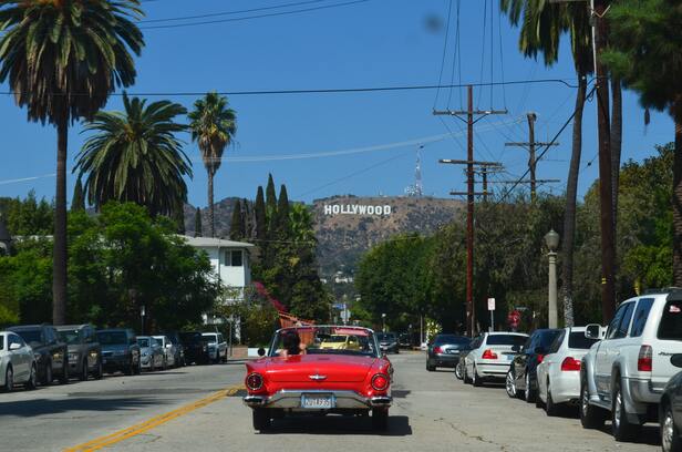 Auto Berge Hollywood Zeichen